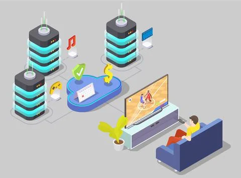 Stream content subscription as business 3d vector Stock Illustration