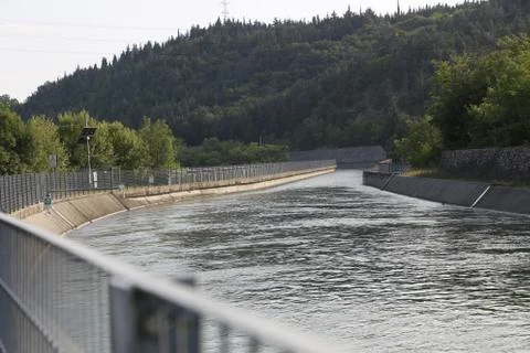 Stream of a dam Stock Photos