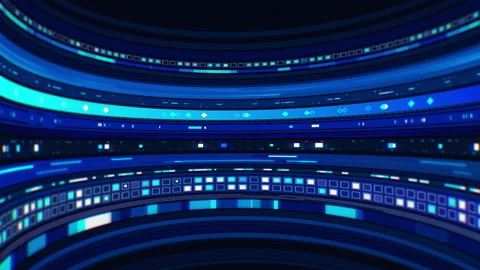 Stream of Data Nodes in a Digital Futuristic Information Display Loop Stock Footage 141385734