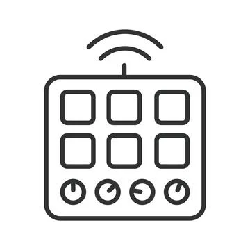 Stream deck control panel, icon in line design. Programmable buttons, live Stock Illustration