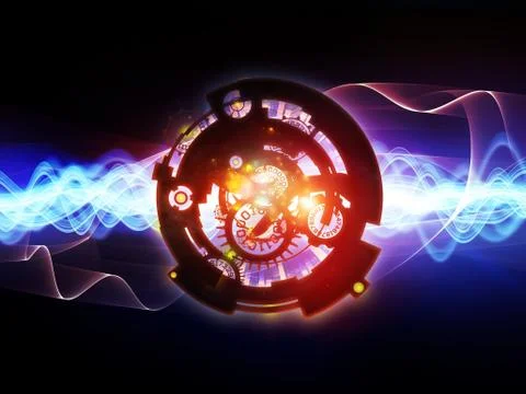 Stream of Digital Processing Stock Illustration