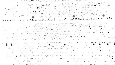 A stream of dots on a white background of 4k motion graphics. Dark objects on a Stock Illustration