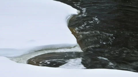 Stream eddy flow detail in winter. Stock Footage 315651