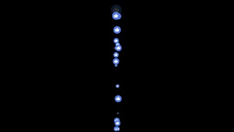 Stream of like emoticons floating upwards animation isolated on black background 스톡 동영상 332127029