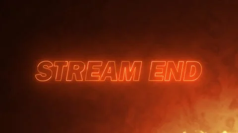 Stream End neon glow with fiery smoke background for gaming and live broadcasts Stock Footage 340515701