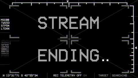 "Stream Ending" Graphics Overlay with Retro Style Aerial Camera Stock Footage 311986195