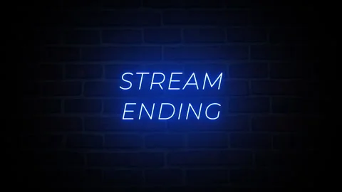 Stream Ending neon glow text typography animation 4k video Stock Footage 283861032
