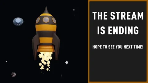 THE STREAM IS ENDING Rocket Animation Loop, Yellow bee ship w stars and UFOs Stock Footage 245940235