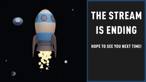 THE STREAM IS ENDING Rocket Animation Loop, BLUE ship w stars and UFOs Stock Footage 245940237