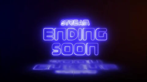 Stream Ending Soon blue neon sign glowing animation looping with reflection Stock Footage 296821480