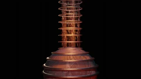 Stream of energy , particles moving through magnetic rings . 3d animation render Video stock 201399624