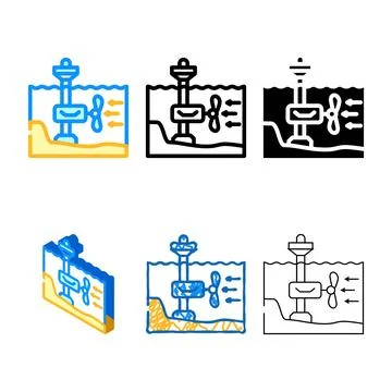 Stream energy tidal simplified power color icon vector Stock Illustration