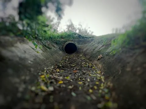 Stream in a field or small river in the countryside Foto stock
