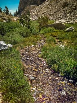 Stream Flowing Down Mountainside Stock-Fotos