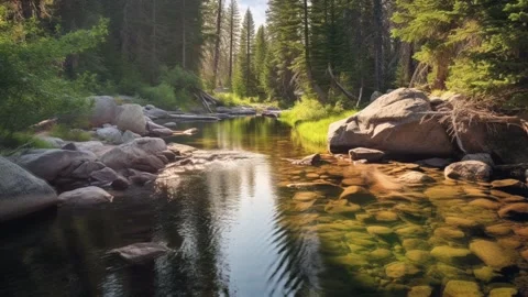 A Stream Flowing Through The Forest Stock Footage 242458577