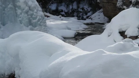 Stream flowing through icy landscape Stock Footage 90829029