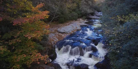 Stream flowing through rocks in forest Stock Footage 103816589
