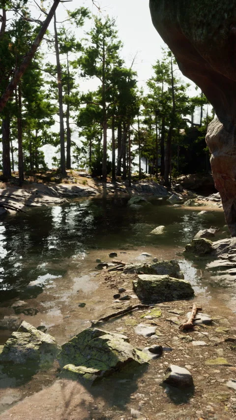 Stream Flowing Through Rocky Forest Vídeos de archivo 306208204