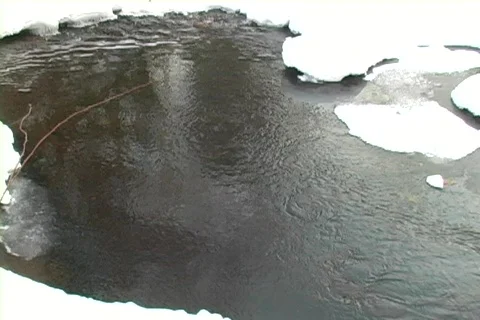 Stream flowing under ice and snow Video stock 65678