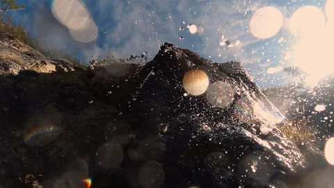 The stream flows down the stone Stock Footage 142122838