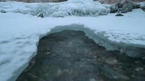 Stream Flows Melting Ice In Icy Fjord Stock Footage 147377163