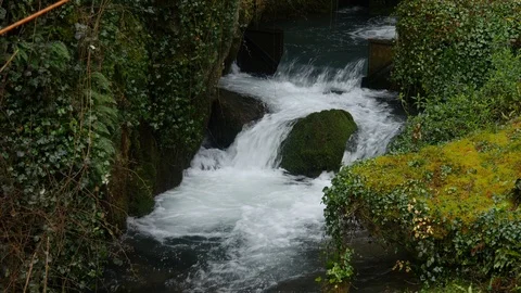 A stream flows over rocks Stock-Footage 126718479