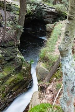 Stream flows into Pool at 7 Tubs Stock Photos