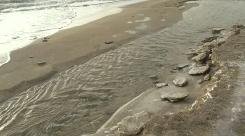 The stream flows into the sea. Stock Footage 52719051