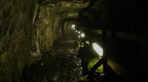Stream Flows through Mineshaft Stock-Footage 11814792