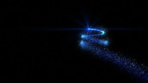 A stream of flying blue and white sparkling particles draws a Christmas tree Stock Footage 252033709