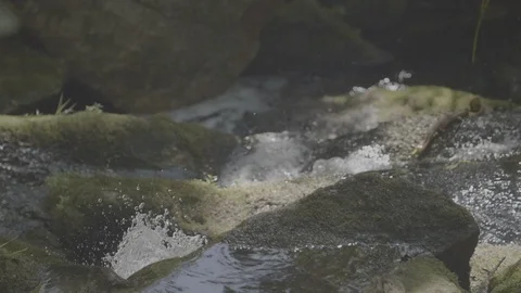 Stream with flying water drops VLOG SLOW MOTION Stock-Footage 111120803