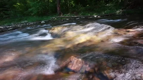 Stream in forest ,clean fresh cold water,artistic video background Stock Footage 50320482
