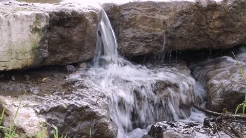 Stream in the forest, small waterfall 库存影片 171031789