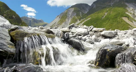 Stream in the Fox River Valley New Zealand, south Island Stock Footage 147926330