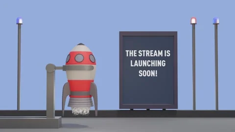 Stream Getting Ready To Start, red rocket awaiting launch, animation loop Stock Footage 245941336