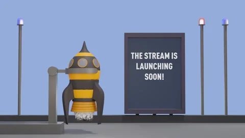 Stream Getting Ready To Start, yellow bee rocket awaiting launch, animation loop Stock Footage 245941338