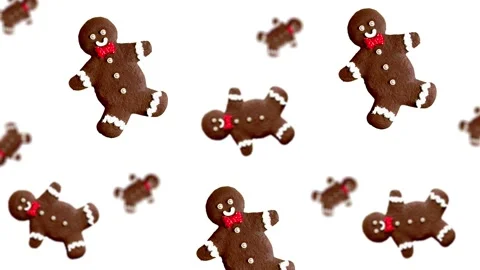 A stream of Gingerbread Man. Motion design animation. Video stock 166356577