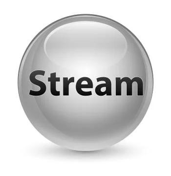 Stream glassy white round button Stock Illustration