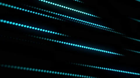 Stream of glowing lines from dots. Motion. Bright stream of binary neon lines on Stock Footage 195038982