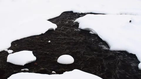 Stream going through the snow - 4 Stock Footage 108642680