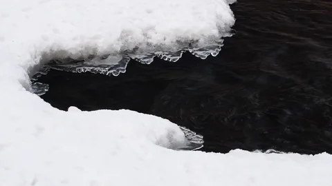Stream going through the snow - 5 Stock Footage 108642706