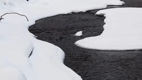 Stream going through the snow - 6 Stock Footage 108642705