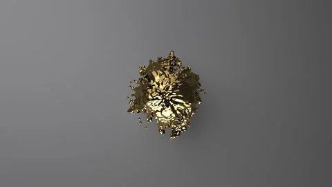 A stream of golden fluid flows in spectacular motion. Yellow ink. Beautiful Stock-Footage 119886037