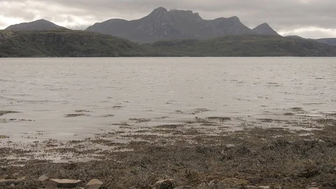 Stream of the lake with mountains in the background 4K- Scotland Tongue Video stock 94870962