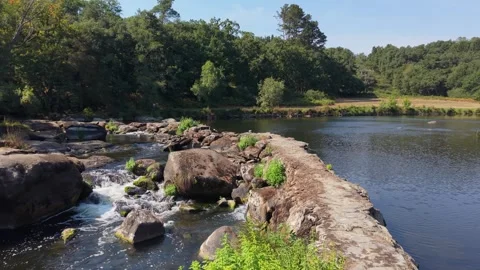 Stream With Large Natural Boulders Flowing Through The Corgo River Stock Footage 344945833