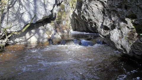 Stream in Limestone Gorge Cuilcagh Mountain Park Northern Ireland Stock-Footage 99020086