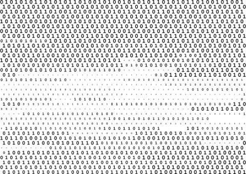 Stream line binary code black and white background with two binary digits, .. Stock Illustration