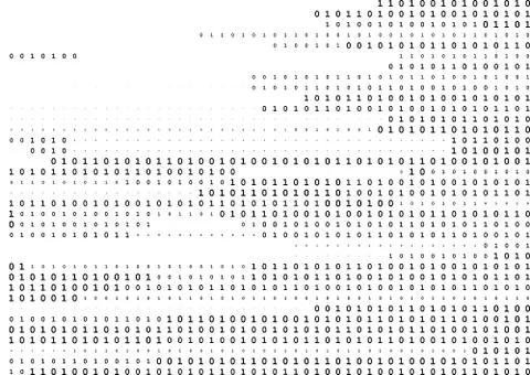 Stream line binary code black and white background with two binary digits, .. Stock Illustration