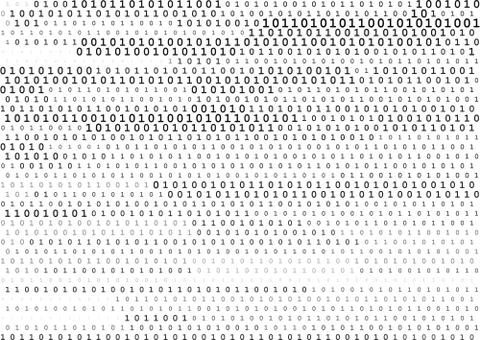Stream line binary code black and white background with two binary digits, .. Stock Illustration