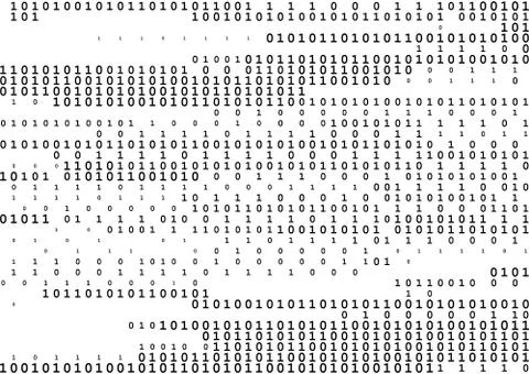 Stream line binary code black and white background with two binary digits, .. 库存插图